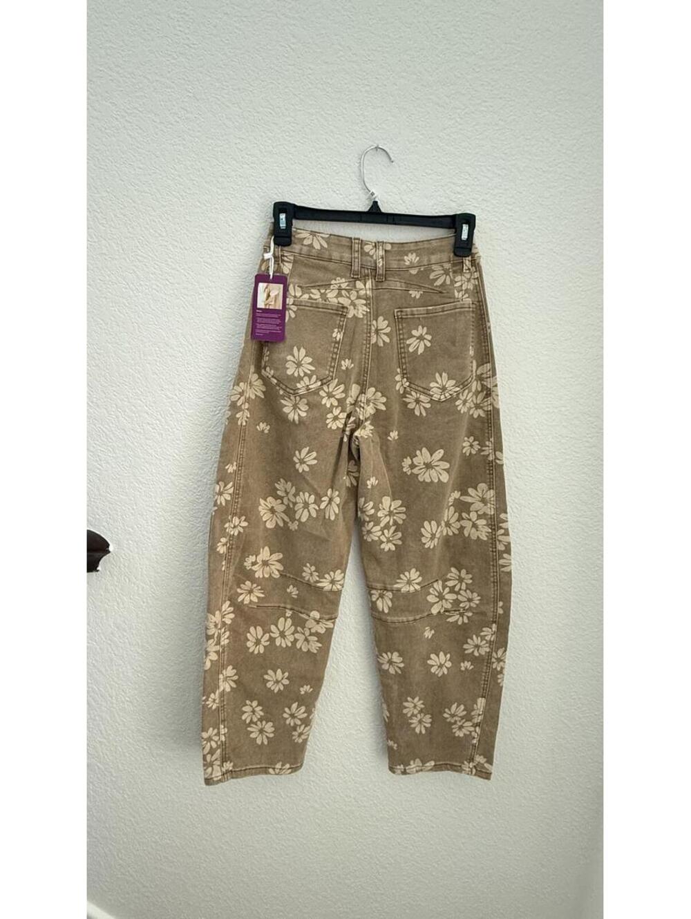 loveimgs Women Boyfriend Baggy Barrel Jeans -Tan - Picture 2 of 3